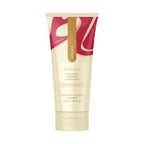 Light cream squeezable lubricant tube with pink and burgundy swirled accent panel