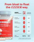 Supplement bottle with blue cap and red label, with small price chart icons nearby
