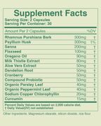 Supplement facts label listing ingredients for EZZDAY colon detox capsules