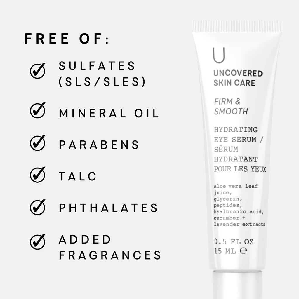 Hydrating eye serum tube, white, SLS-free and paraben-free