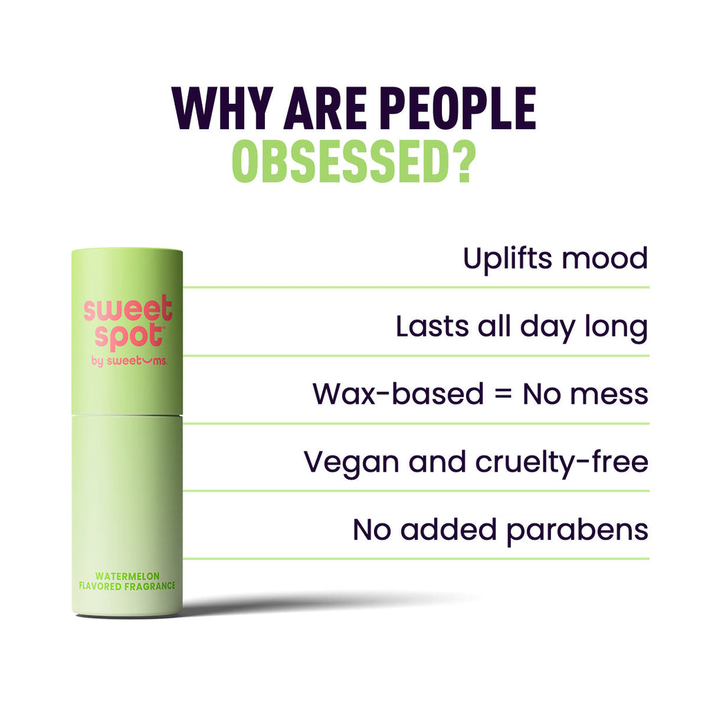 Green roll-on fragrance stick standing upright with cylindrical body