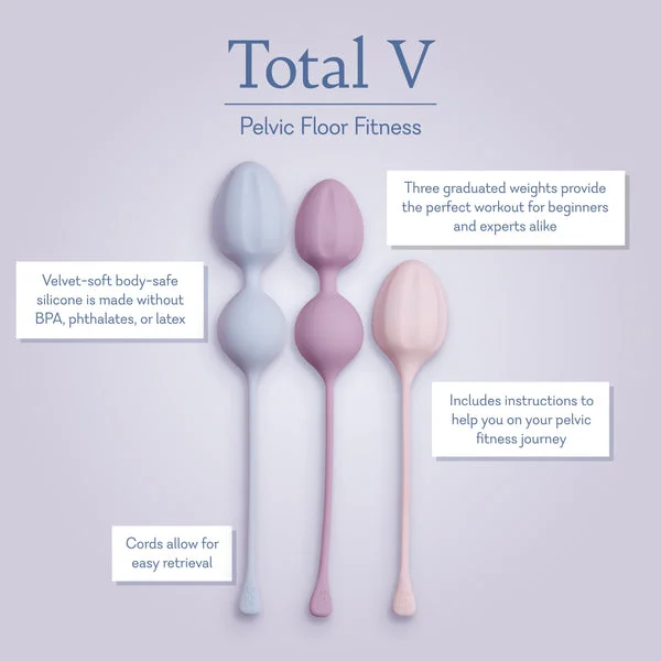 Pelvic floor fitness set of three silicone vaginal weights with textured handles, pastel colors