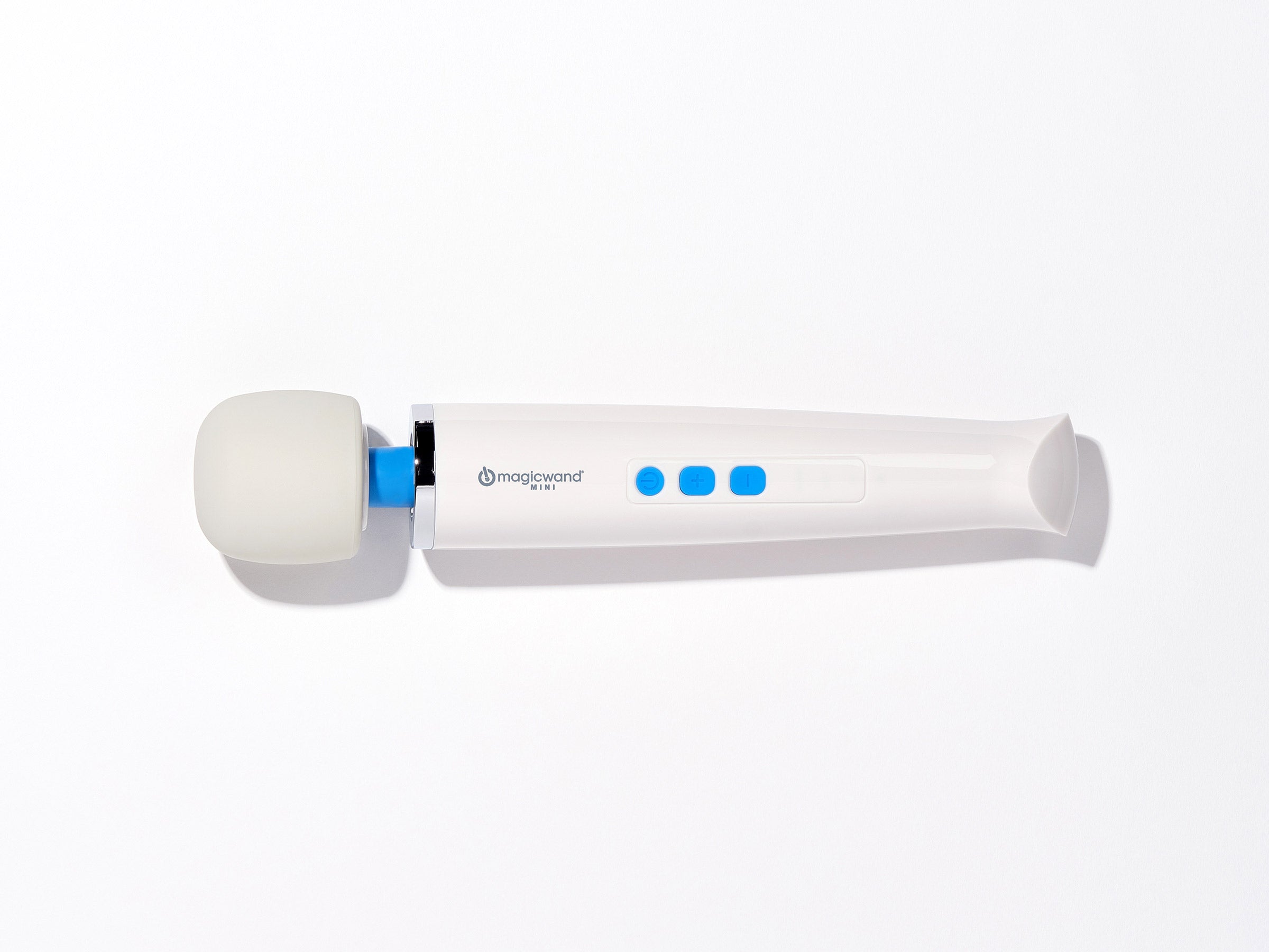 White magic wand with round foam head and blue indicator light dots