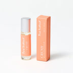 Pheromone roll-on perfume bottle with silver cap and orange product box