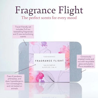 Fragrance flight gift box with pastel floral design and label window