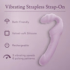 Vibrating strapless strap-on, soft lavender silicone; rechargeable with 3 speeds
