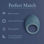 Teal oval silicone massage device with circular opening and smooth body