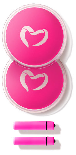Heart Throb cosmetic set with two pink round containers and two pink applicators