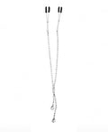 Nipple clamps with long chain ties and small dark clamp tips