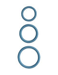 Blue silicone penis ring set with three smooth rings