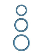 Blue silicone penis ring set with three smooth rings