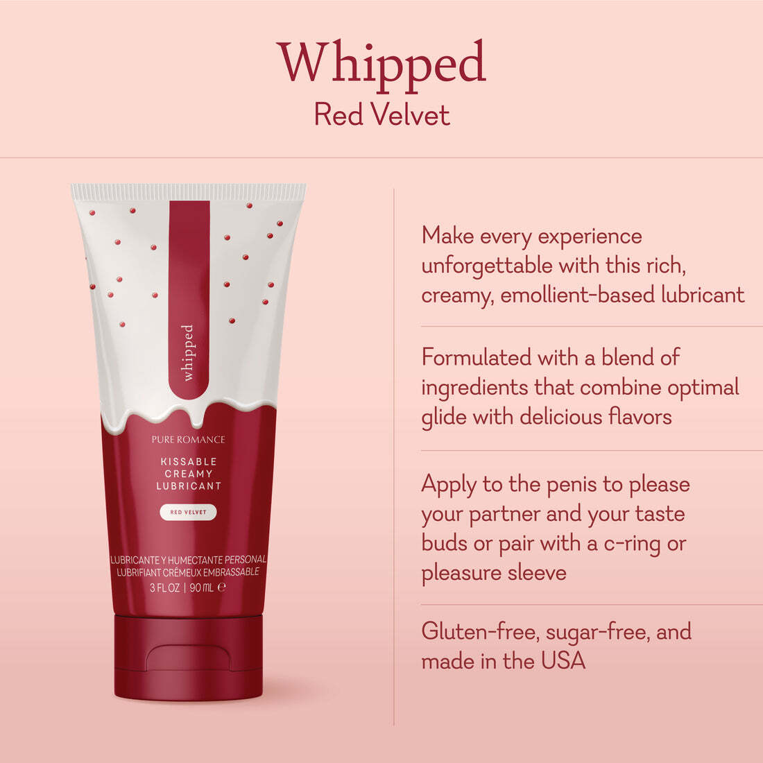 White and red squeezable lubricant tube with speckled dots and red bottom cap