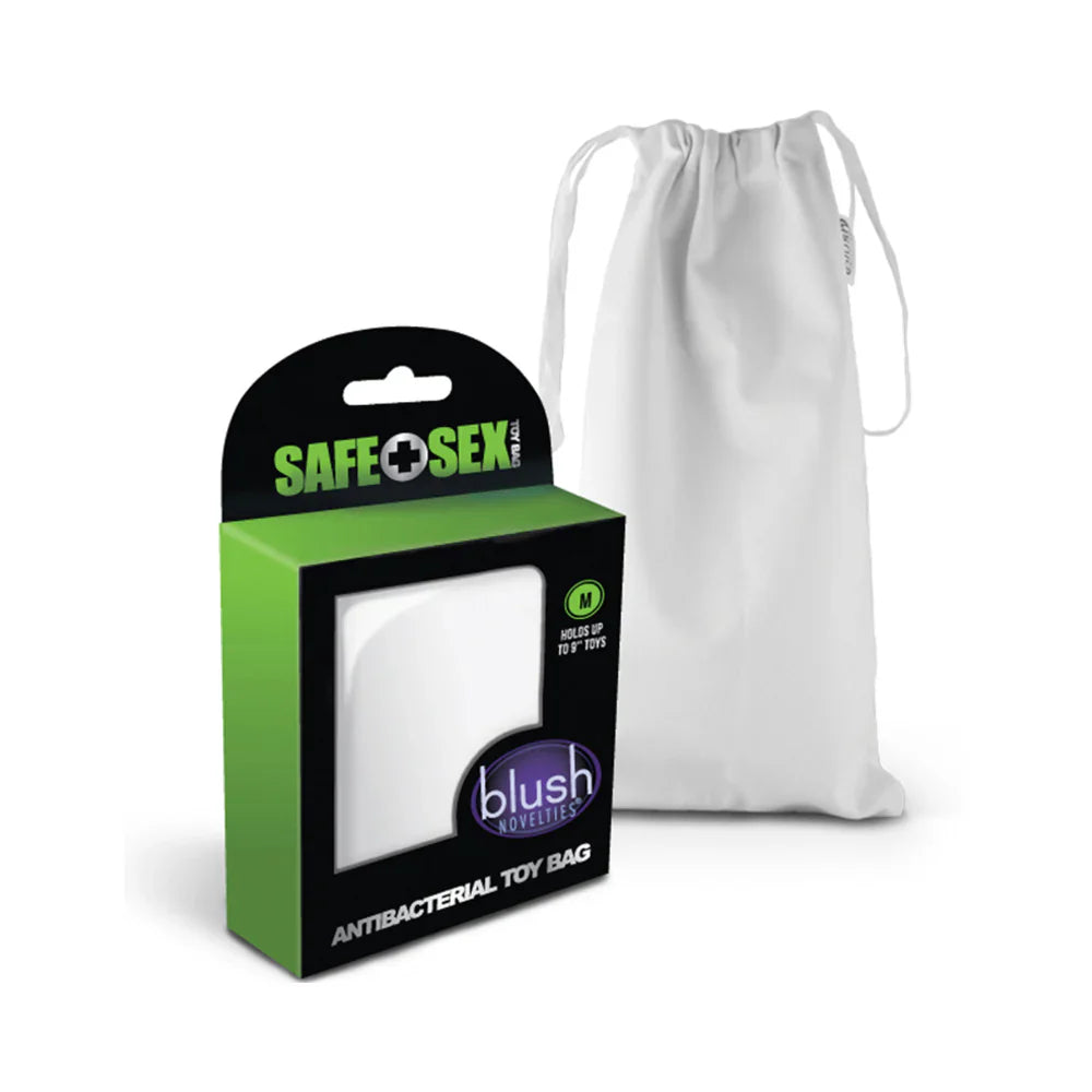 White drawstring toy storage bag
