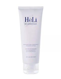 Massage lotion tube by HeLi with lavender & chamomile, white cream
