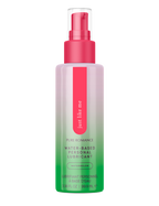 Water-based personal lubricant bottle with pink pump, translucent green bottle and pink label