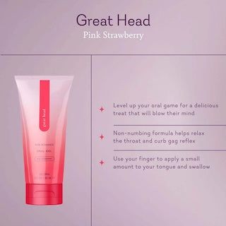 Pink oral gel tube with front text and usage notes