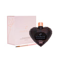 Chocolate body paint in heart-shaped dark bottle with rose-gold cap