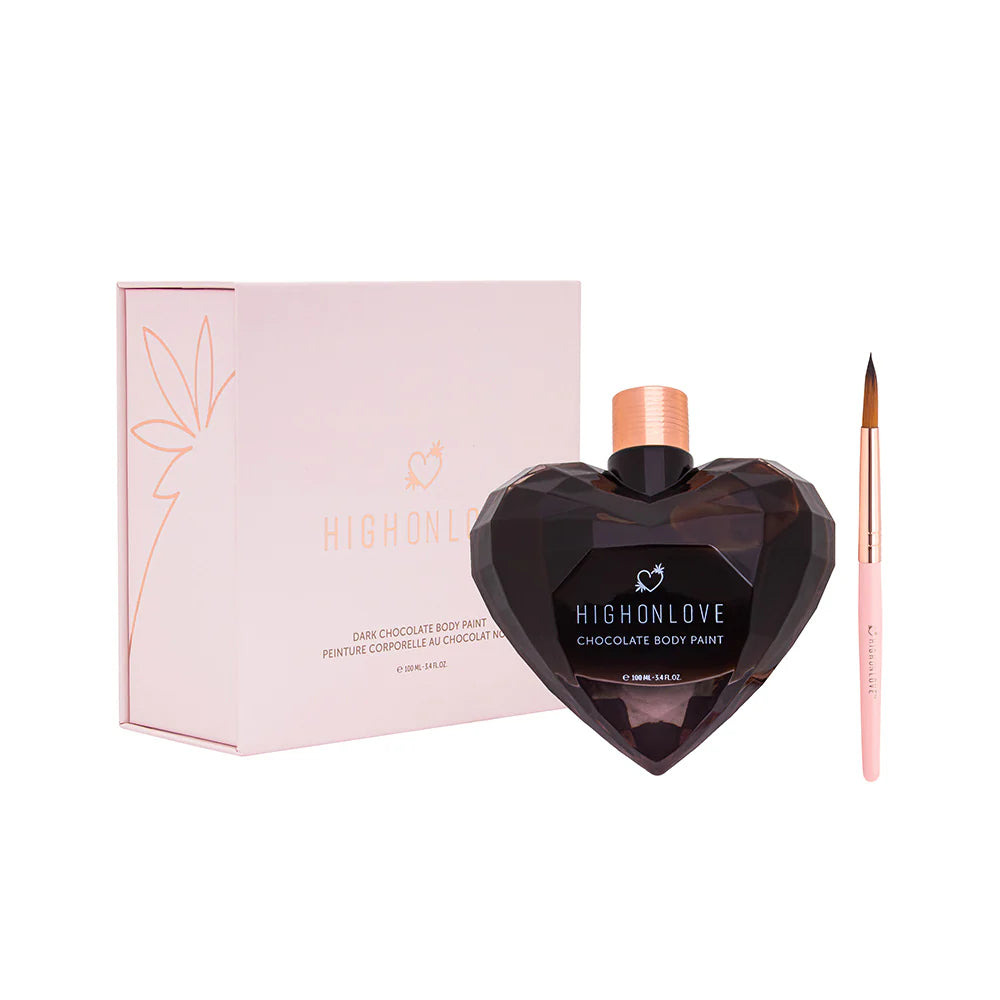 Chocolate body paint heart bottle with applicator brush and presentation box