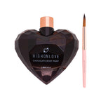 Chocolate body paint heart bottle with rose-gold cap and applicator brush