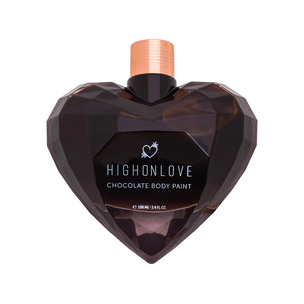 Chocolate body paint heart-shaped dark bottle with rose-gold cap