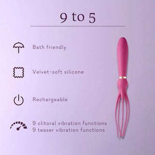 Pink rechargeable personal massager wand with dual prongs and ring handle