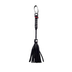 Braided leather-look flogger with black tassel and loop handle, mini size
