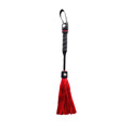 Braided leather-look flogger with red tassel and loop handle, mini size