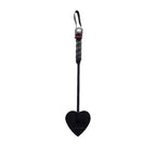 Mini spade paddle, black heart-shaped head, black braided handle with loop strap