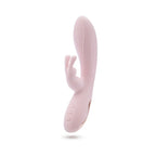 Pink rabbit-style silicone vibrator, front view with ear tips