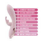 Pink rabbit-style vibrator with visible molded buttons and smooth silicone body