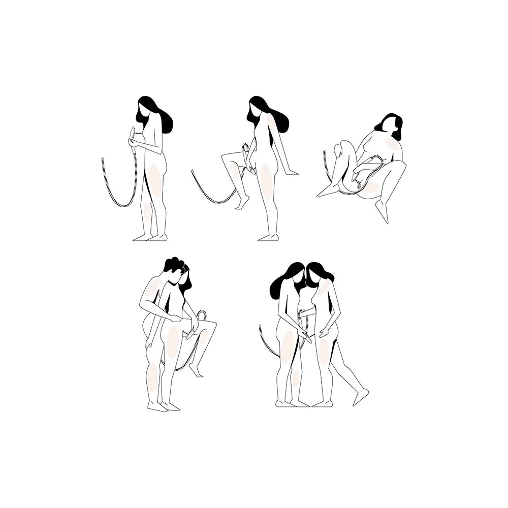 Showerhead usage icons showing different shower positions and angles
