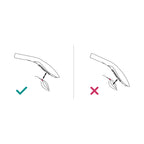 Showerhead placement diagram showing a check mark and a cross for proper use