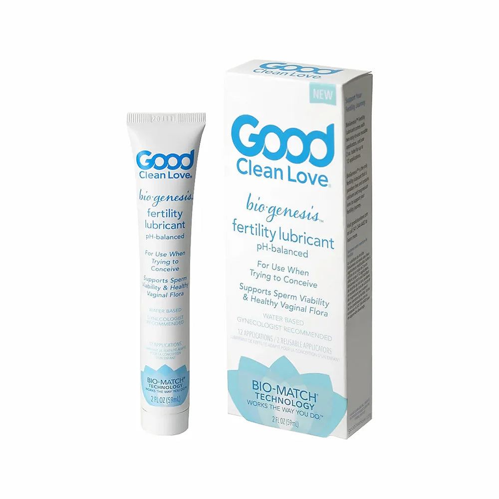 BioGenesis fertility lubricant box and tube set, blue-and-white labels