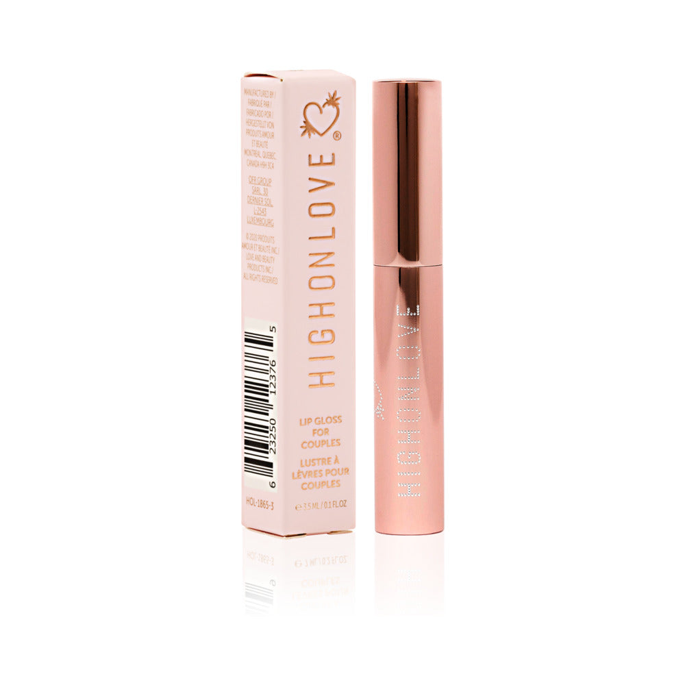 Plumping lip gloss tube with box, nude pink, glossy lip tint finish
