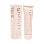 Light pink hand cream tube beside box, heart-flower logo on both