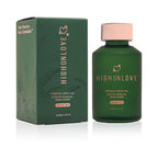 CBD bath and body oil set, dark green bottle with matching box