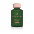 CBD bath and body oil bottle, dark green glass with pink cap