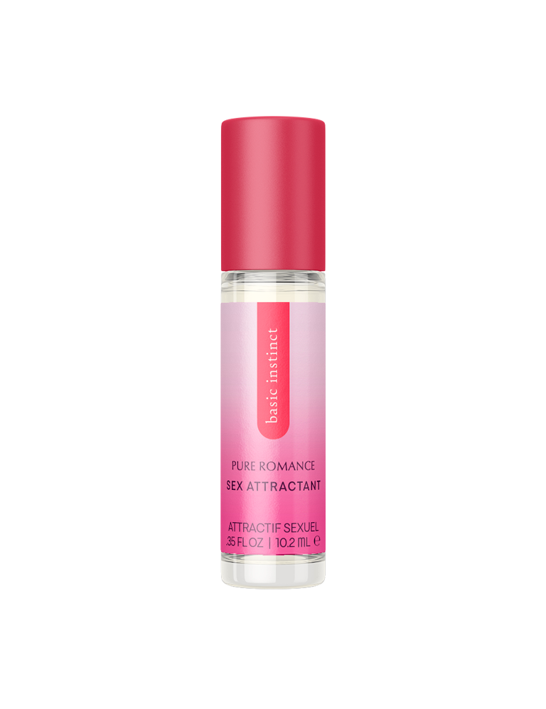 Basic Instinct sex attractant spray bottle with red cap and clear label