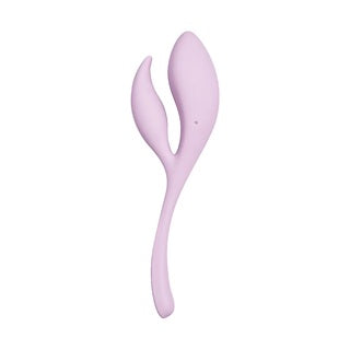 Double-ended silicone massager in light purple, with two rounded flexible tips