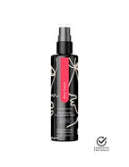 Black fragrance mist spray bottle with pump top and label