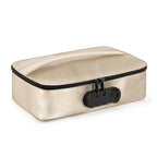 Gold locking storage box with black trim and front combination dial