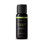 Massage oil bottle by Wicked, lemongrass + ginger scent, with green stripe.