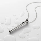 Silver cylindrical bar pendant necklace with chain
