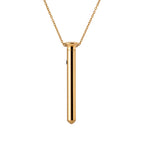 Gold pendant necklace with slim cylindrical bar and chain
