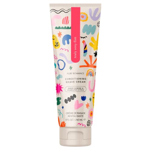 Conditioning shave cream tube, colorful patterned design with beige cap