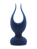 Dark blue U-shaped adult toy with rounded base and two control buttons