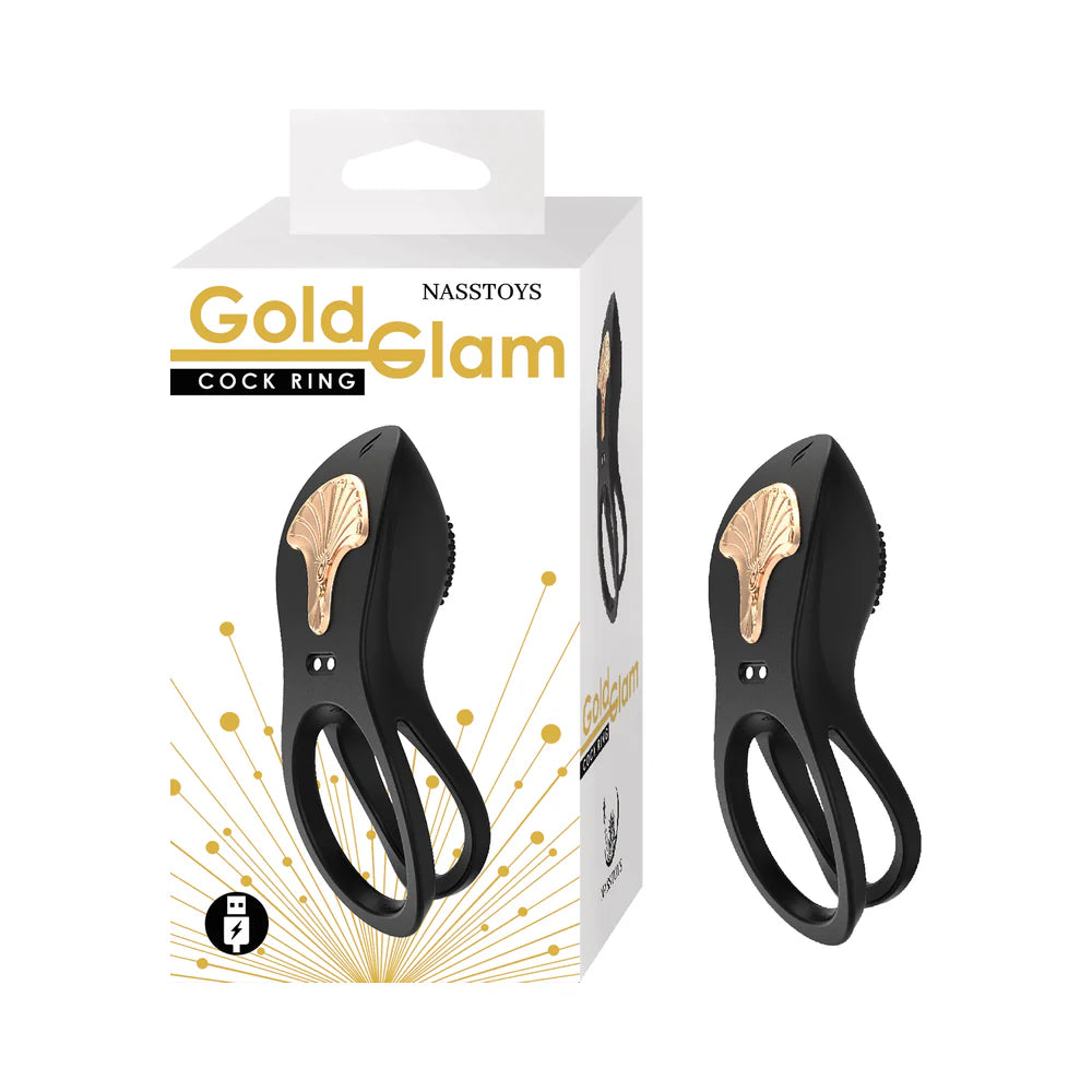 Gold Glam Cock Ring Black