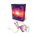 Couples Love Language card game box with cards and markers, colorful