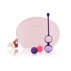 Kegel balls set with pink storage pouch and three silicone balls