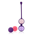 Kegel ball set with three silicone balls and long applicator handle